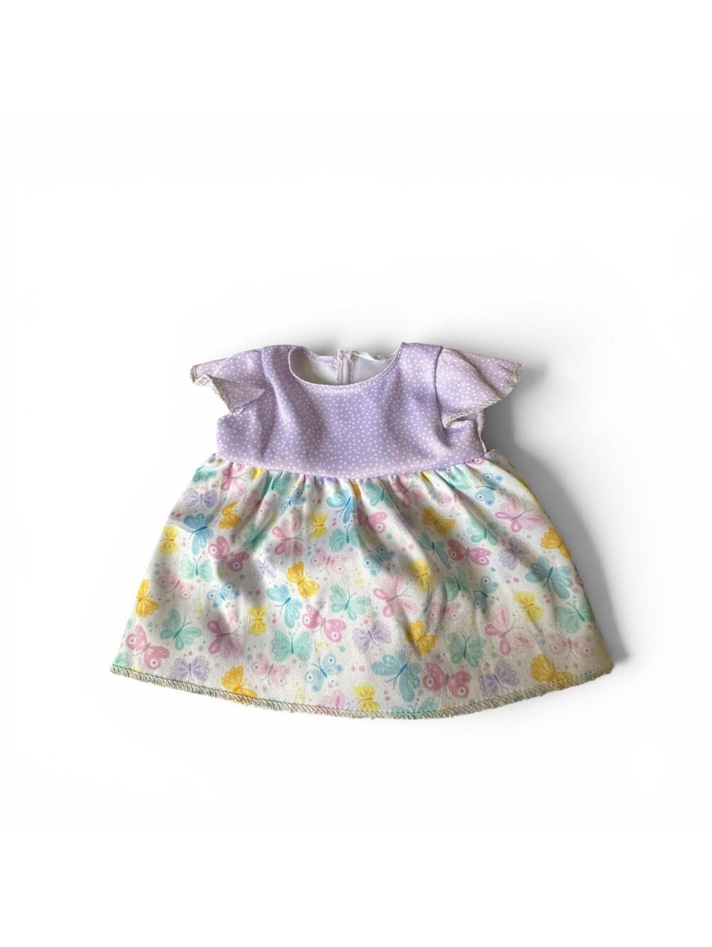 Vintage 12" Baby Doll Dress Light Purple Floral Hook And Loop Ditzy Summer GC